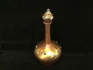 Antique Signed “lct” Tiffany Favrile Decanter Perfect Stopper 10.  5”