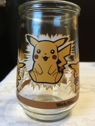 Vintage Pokemon 25 Pikachu Promotional Welch’s Glass Jelly Jar 1999