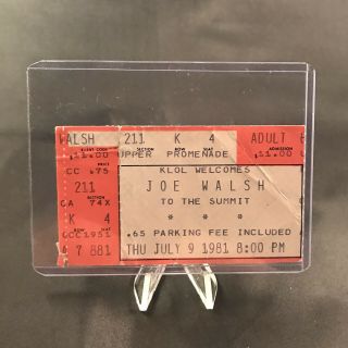 Joe Walsh The Summit Houston Texas Concert Ticket Stub Vintage July 9 1981