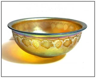 Louis Comfort Tiffany Favrile Glass Coupe Bowl Hand Signed Antique Authentic Sbo