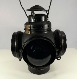 Antique Armspear Mfg Co Railroad Lantern 4 Lens COMPLETE Dated 1919 w Burner 3