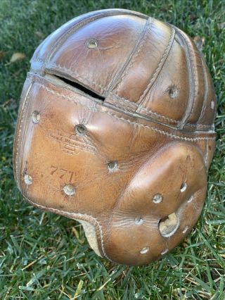 Killer Antique Vintage All Leather Thomas E.  Wilson 1920’s Football Helmet Old