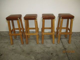 Four Vintage A.  Brandt Ranch Oak Stools All In