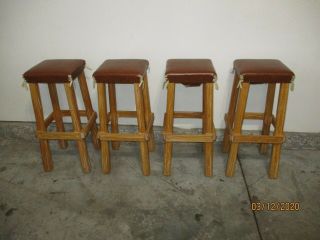 Four vintage A.  Brandt Ranch Oak Stools All in 2