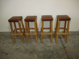 Four vintage A.  Brandt Ranch Oak Stools All in 3