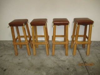 Four vintage A.  Brandt Ranch Oak Stools All in 4