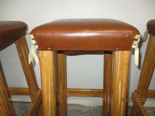 Four vintage A.  Brandt Ranch Oak Stools All in 6