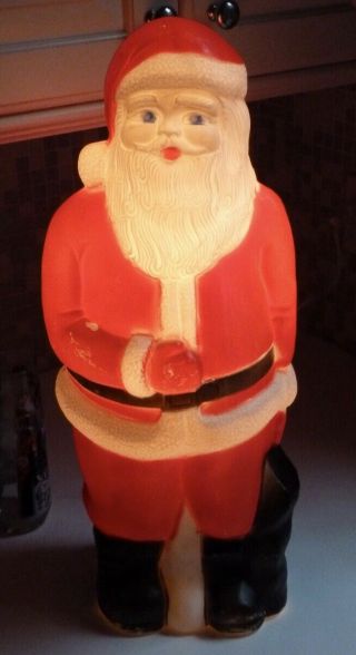 Vtg 22 " Christmas Decor Plastic Blow Mold Light Up Santa Claus Union Products