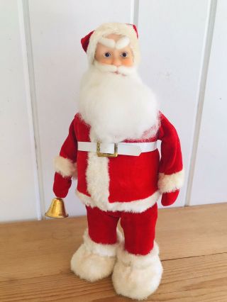 Vintage 50’s Santa Claus W/ Bell & Lighted Eyes 13” Tall Battery Operated As - Is