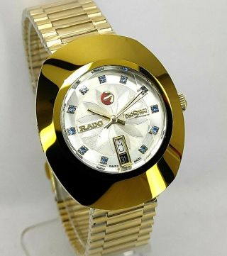 Vintage Rado Diastar Automatic Silver Dial Blue Stone Men ' s Wrist Watch 2