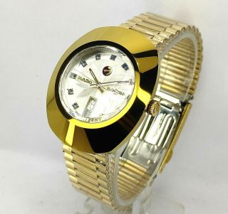Vintage Rado Diastar Automatic Silver Dial Blue Stone Men ' s Wrist Watch 3