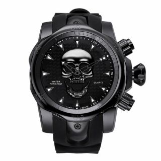 Mens Watches Waterproof Sport Outdoor Casual Big Dial Skull Fashion Stainless