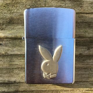Vintage Playboy Zippo Lighter Chrome Playboy Bunny Raised Metal Logo Rare