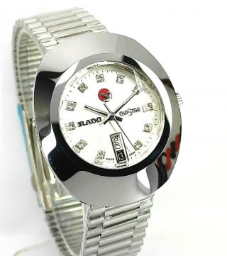 Vintage Rado Diastar Automatic Silver Dial White Stone Men ' s Wrist Watch 2