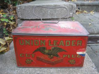 Vintage Union Leader Tobacco Lunch Pail Tin