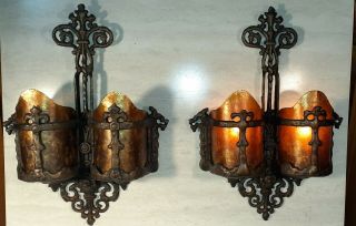 Four Matching Medieval Arts And Crafts Wall Sconces Circa 1900 - 1920
