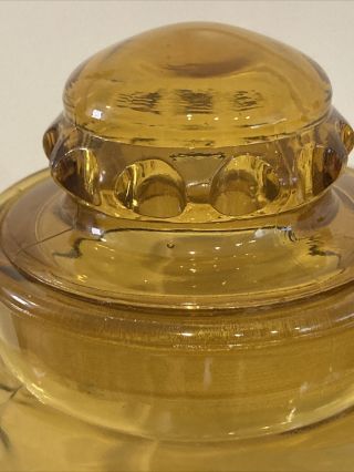 4 LE SMITH Vtg Square Amber Glass Canisters Ground Glass Lids Retro MCM (60 ' s) 2