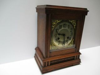 Antique Unique Wood Carving Sculpture Mantle Clock Arts And Crafts Deco Old