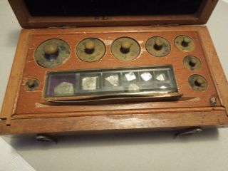 Vintage Apothecary Beam Balance Scale Weight Set By Central Scientific