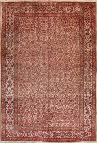 Vintage All - Over Mood Area Rug Wool Hand - Knotted Geometric Oriental Carpet 7x10