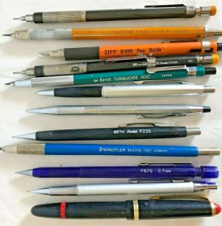 11 Vintage Mechanical Pencils Staedtler/mars Cross Pentel Eagle Koh - I - Noor