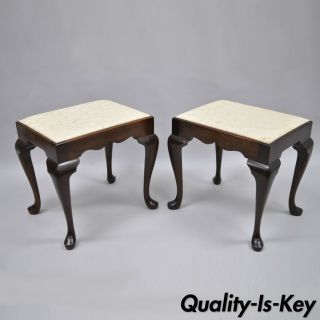 Madison Square Mahogany Queen Anne Style Stool Bench Chair Furniture Vtg