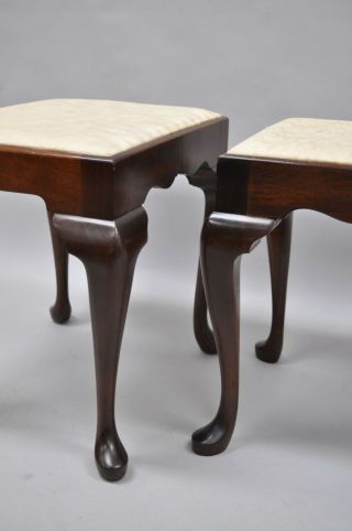 Madison Square Mahogany Queen Anne Style Stool Bench Chair Furniture Vtg 4