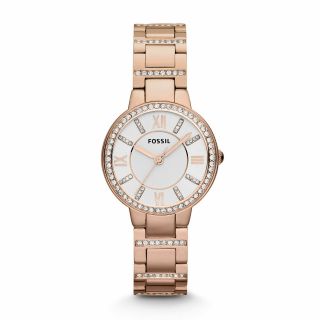 Fossil Ladies Virginia Silver Dial Rose Gold - Tone Watch - Es3284