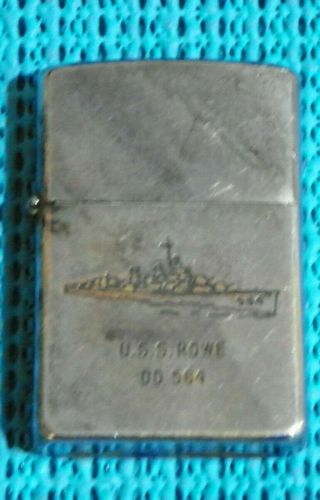 Vintage Zippo Us Navy Lighter Uss Rowe Dd 564 Pat 2517191