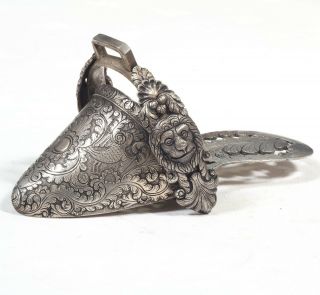 Antique Engraved Silver Slipper Stirrup For Sidesaddle From South America / Peru