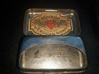 G.  W.  Gail&ax Tobacco Baltimore Md Snuff Box Tobacco Tin W/original Paper.