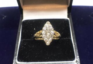 Antique 18 Ct Yellow Gold Diamond Cluster Ring With 0.  64 Carats Of Diamonds