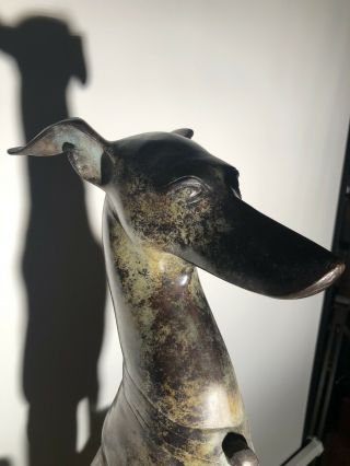32” Antique Vintage Art Deco Greyhound Patina Bronze Sculpture Statue Verdigris