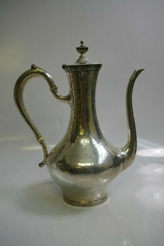 Antique Joseph Mayer & Bros.  Arts & Crafts Hand Hammered Sterling Silver Teapot