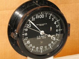 Chelsea Vintage Ships Clock 6 " Dial U.  S.  Navy 24 Hour Ww2 1944 Restored