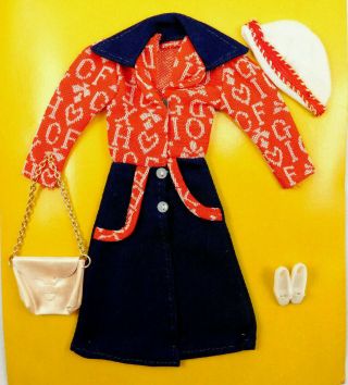 Vintage Premier Red White Blue Dress Shoes Purse Hat Barbie Francie Outfit