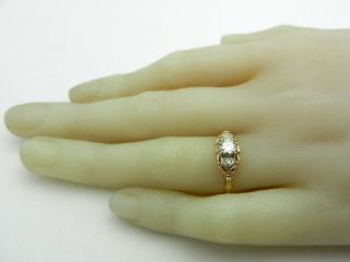 Antique Art Deco 14k Yellow Gold & Platinum Diamond 0.  37 tcw Engagement Ring 2