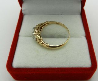 Antique Art Deco 14k Yellow Gold & Platinum Diamond 0.  37 tcw Engagement Ring 6