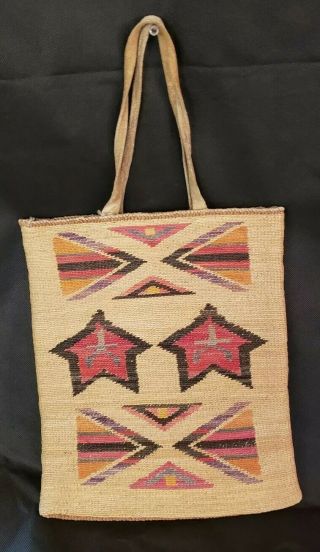 Antique Nez Perce Plateau Indian Twined Corn Husk Bag,  Geometric