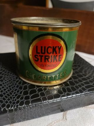 Vintage Lucky Strike Cigarettes Round Tobacco Tin/can