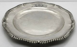 Queen Anne Solid Silver Dinner Plate.  Coat Of Arms.  John Bache,  London 1705.  507g