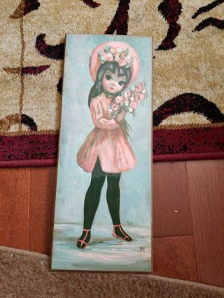 Vintage Maio Big Eyes Ballerina Girl Wall Hanging Art