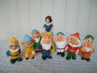 Vintage Walt Disney Snow White & The Seven Dwarfs Rubber Squeak Toys (hong Kong)
