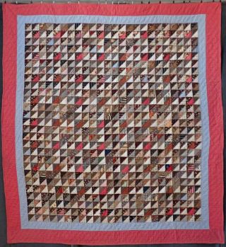 Showstopper Gift Quality 1860s Antique Flying Geese Quilt Crisp 73x66 "