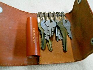 Vintage Leather Key Case & Cheney Keys / Made In England
