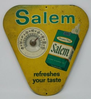 Vintage Salem Cigarette Tin Thermometer Display Sign Old Advertising