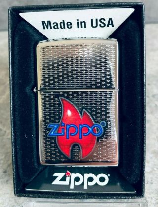 Zippo Laser Engraved Flame Lighter - High Polish Chrome Finish