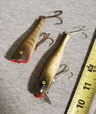 2 Old Wooden Paw Paw Bait Co.  Fishing Lures