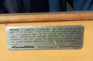 Vintage Antique HAMILTON Industrial Drafting Table Oak Maple Iron 4