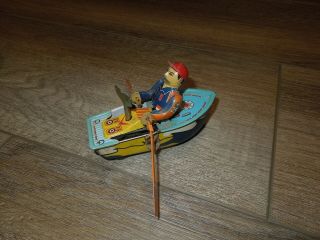 Tin Wind Up Toy Vintage Antique Made In China Ms 424 Row Boat 25 Collectible
